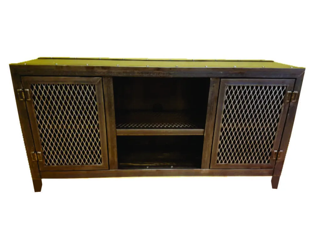 #002 - Vintage Industrial Media Console Cabinet