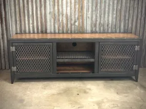 #002 - Vintage Industrial Media Console Cabinet