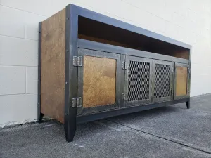 #003 - Steel & Wood Vintage Industrial Console Cabinet