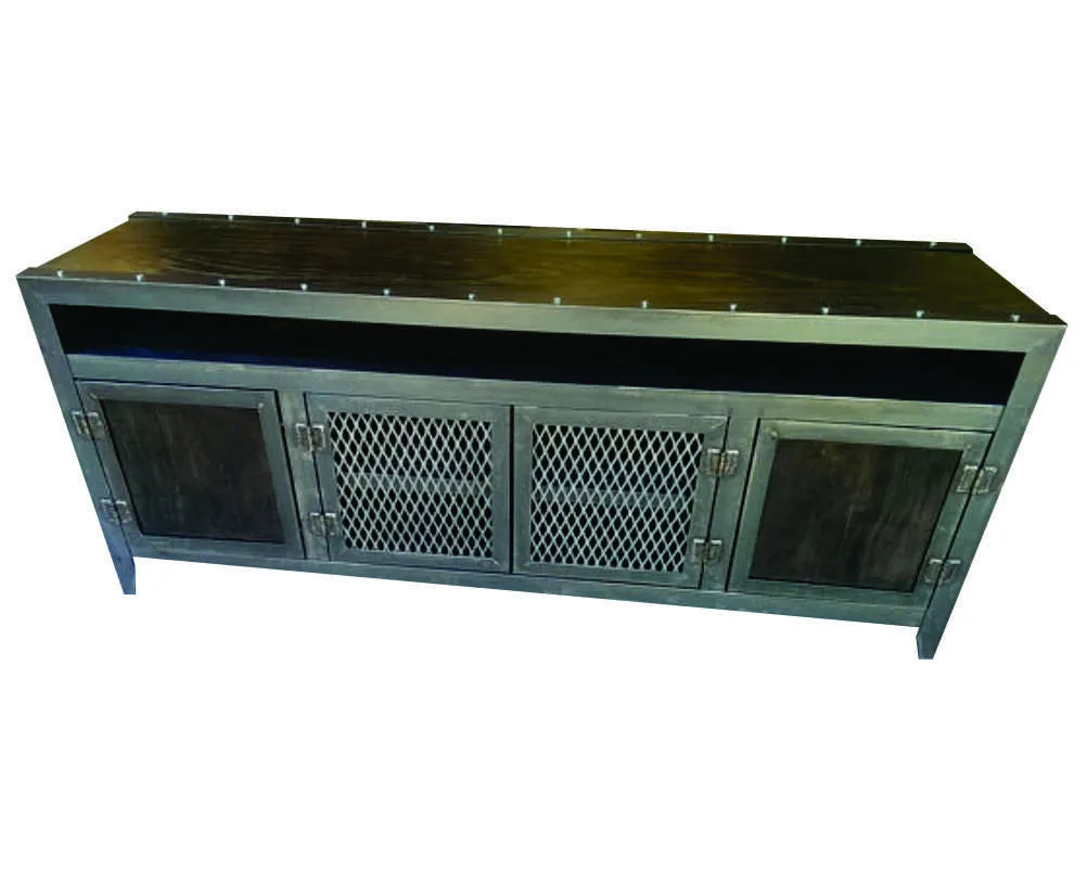 #003 - Steel & Wood Vintage Industrial Console Cabinet