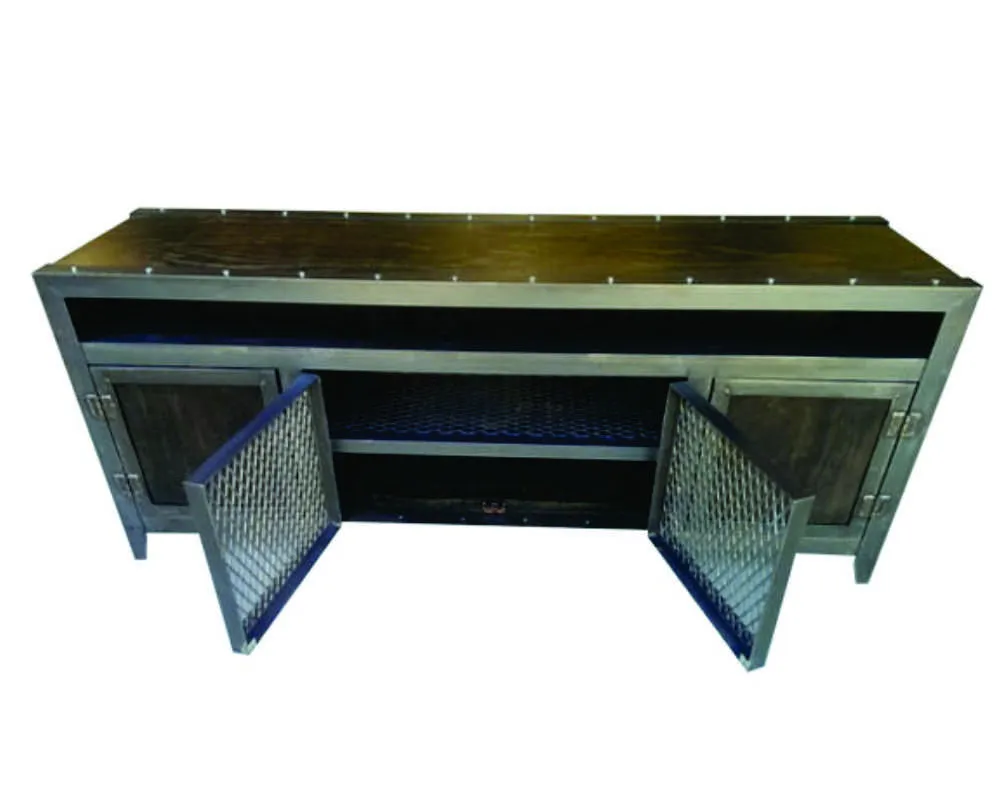 #003 - Steel & Wood Vintage Industrial Console Cabinet