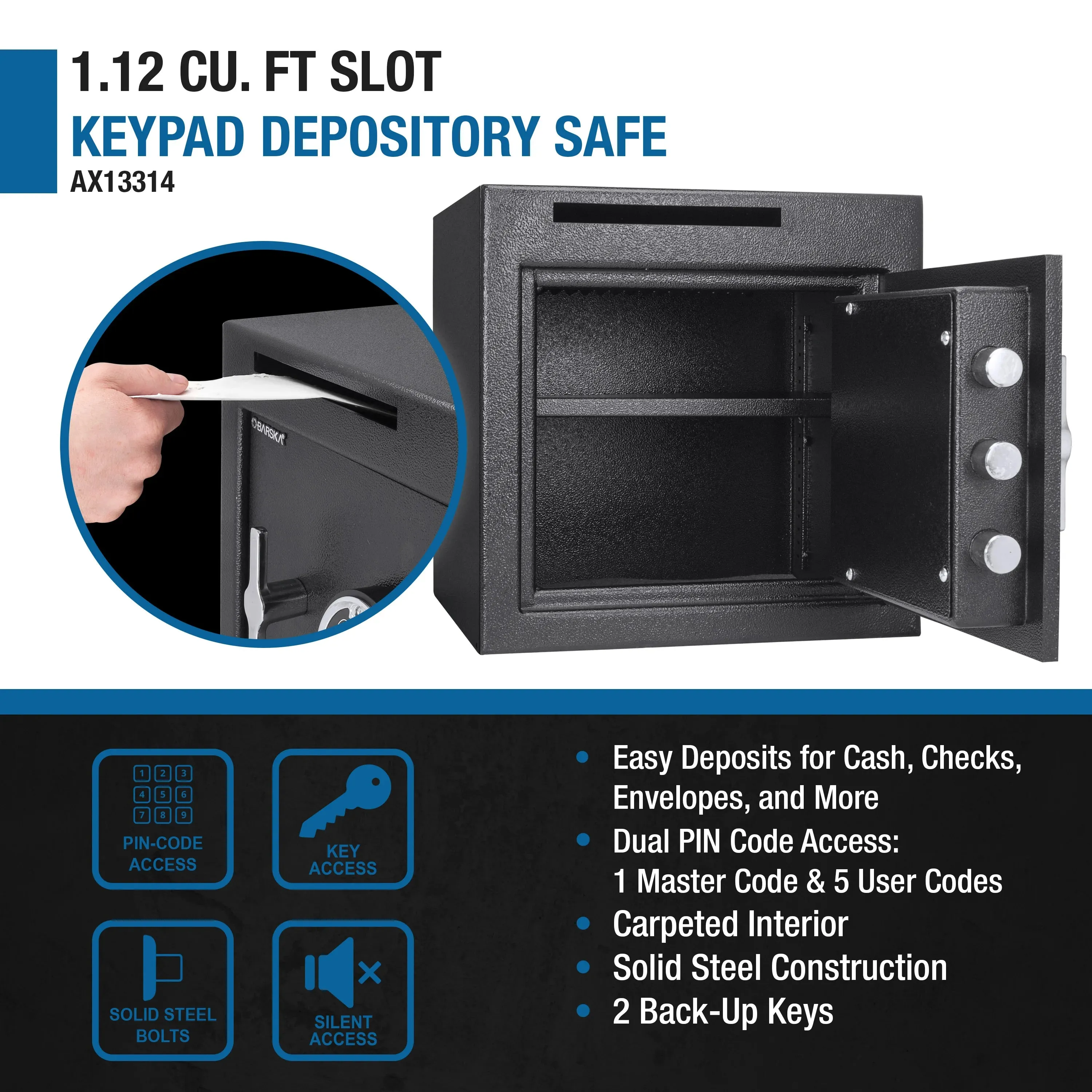 1.12 Cu. ft Keypad Depository Safe | AX13314