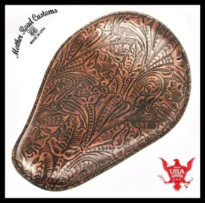 11x14 Black Copper Tooled Leather Spring Seat Chopper Bobber Harley Sportster