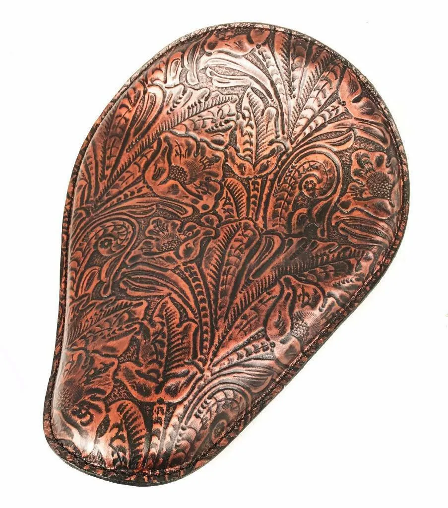 11x14 Black Copper Tooled Leather Spring Seat Chopper Bobber Harley Sportster