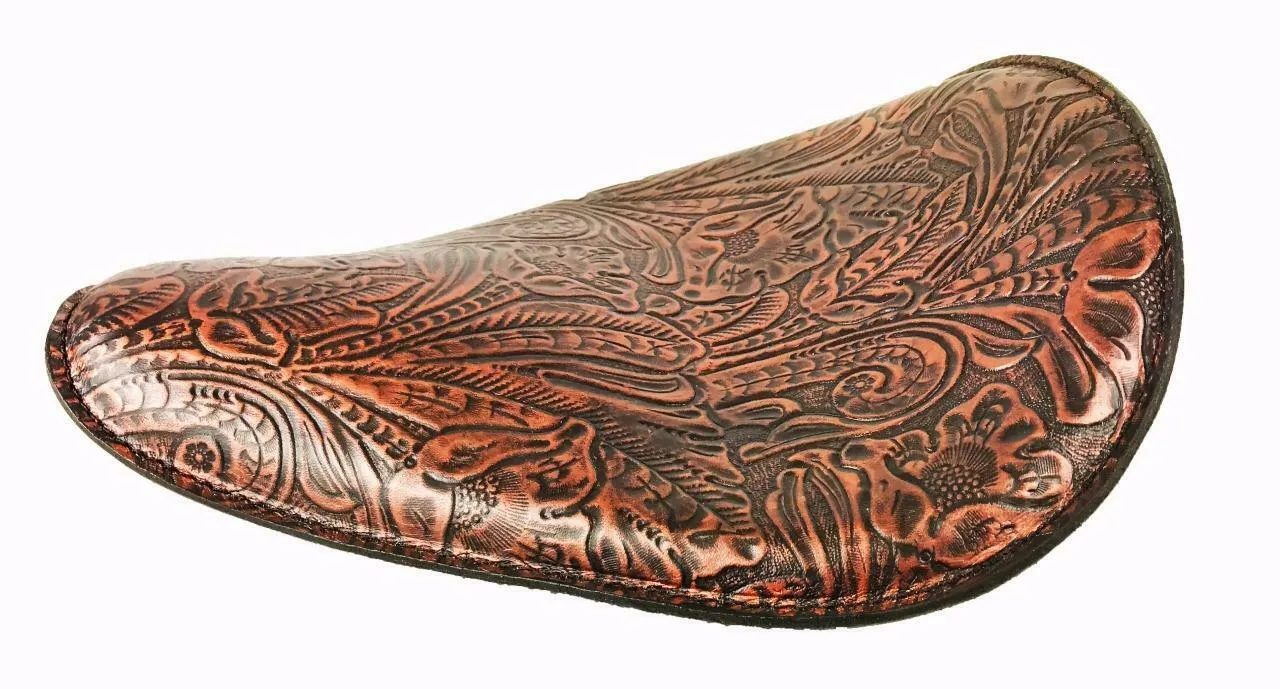 11x14 Black Copper Tooled Leather Spring Seat Chopper Bobber Harley Sportster