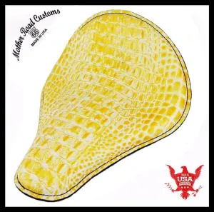 12x13" USA Made Albino Alligator Spring Seat Sportster Dyna Harley Chopper Honda