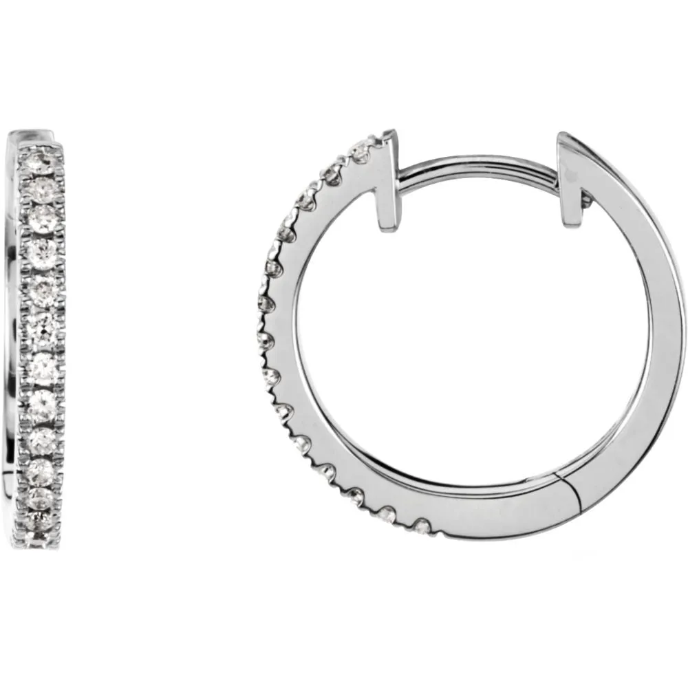 14k White Gold Diamond Hoop Earrings for Dangles