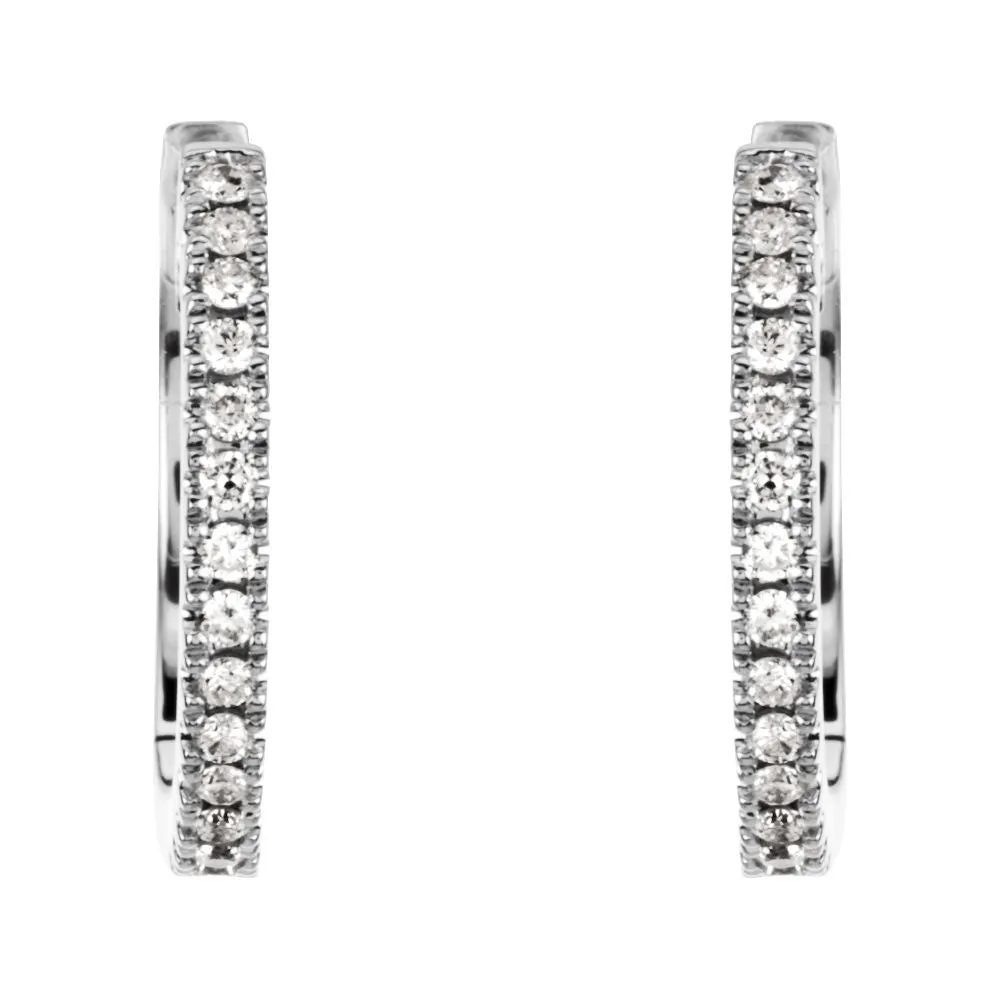 14k White Gold Diamond Hoop Earrings for Dangles
