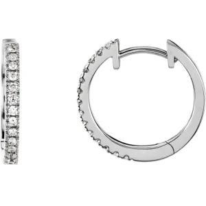 14k White Gold Diamond Hoop Earrings for Dangles