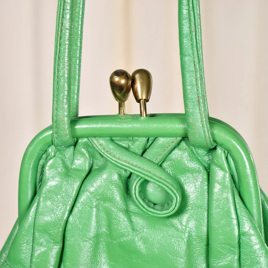 1950s Vintage Funky Kelly Green Handbag