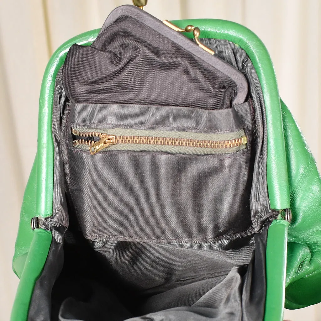 1950s Vintage Funky Kelly Green Handbag