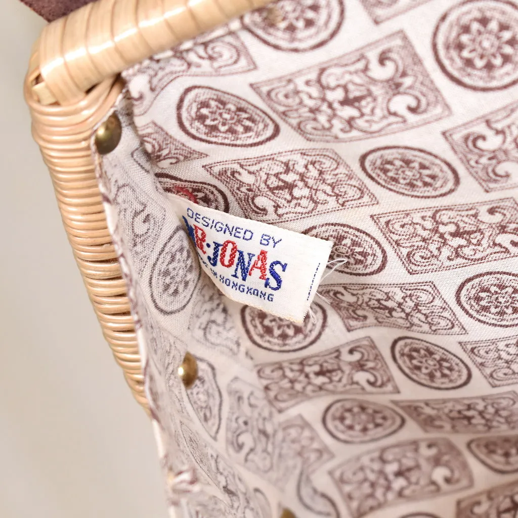 1950s Vintage Tan Wicker Handbag