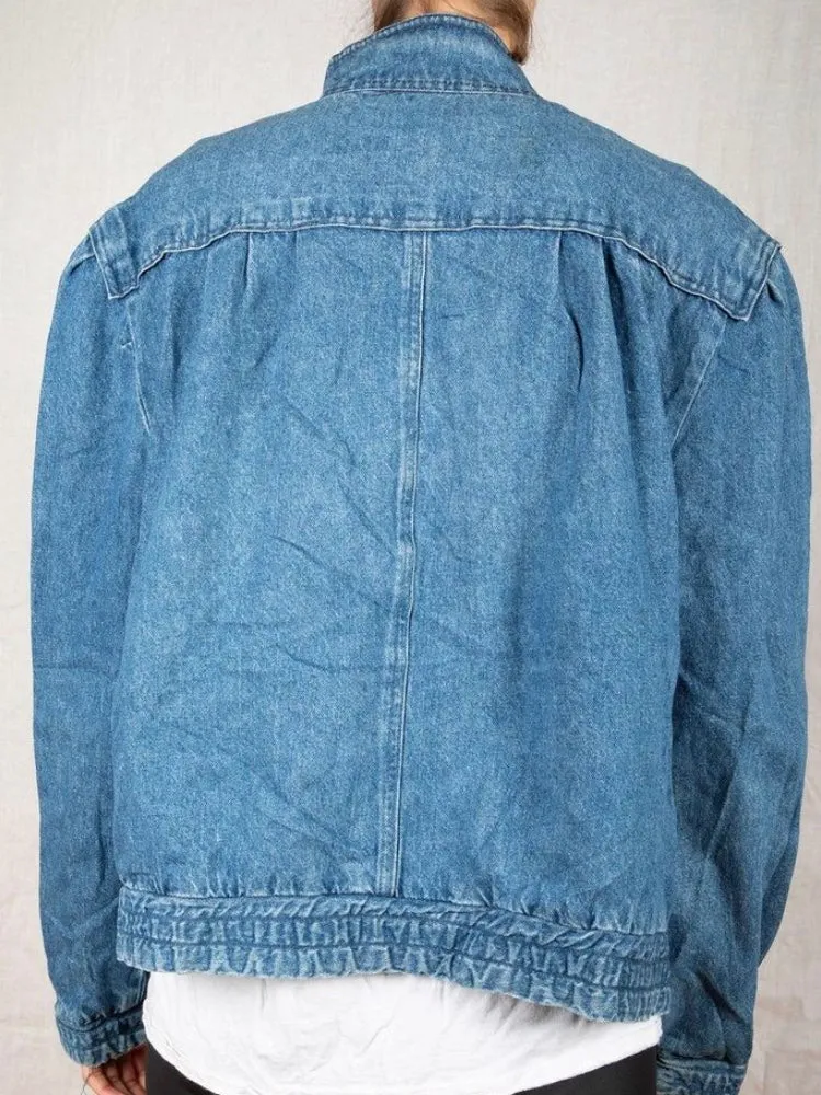 1980s - 90s Medium Wash Snap Detail Denim Jacket