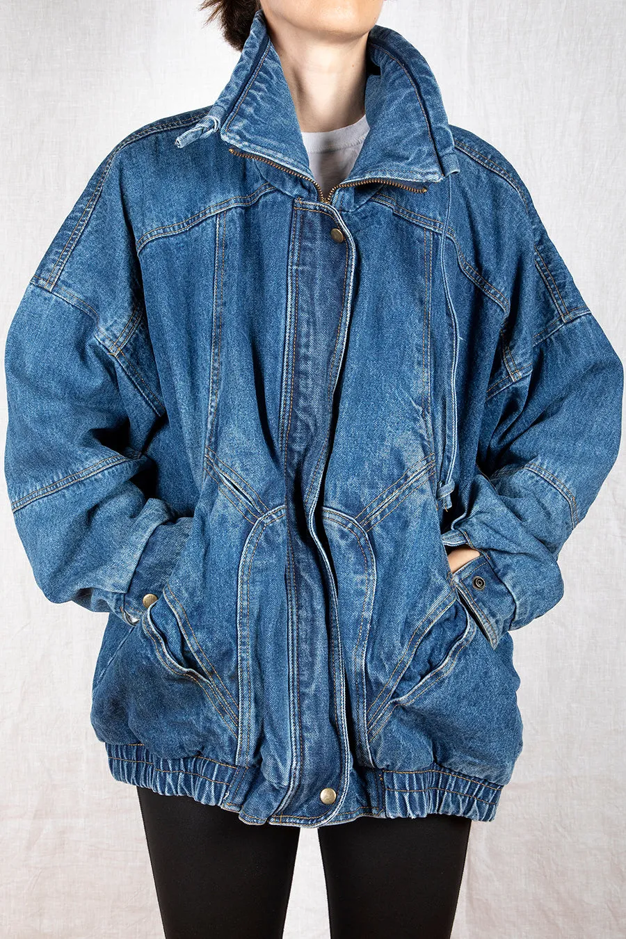 1980s Zip Up Denim Jacket