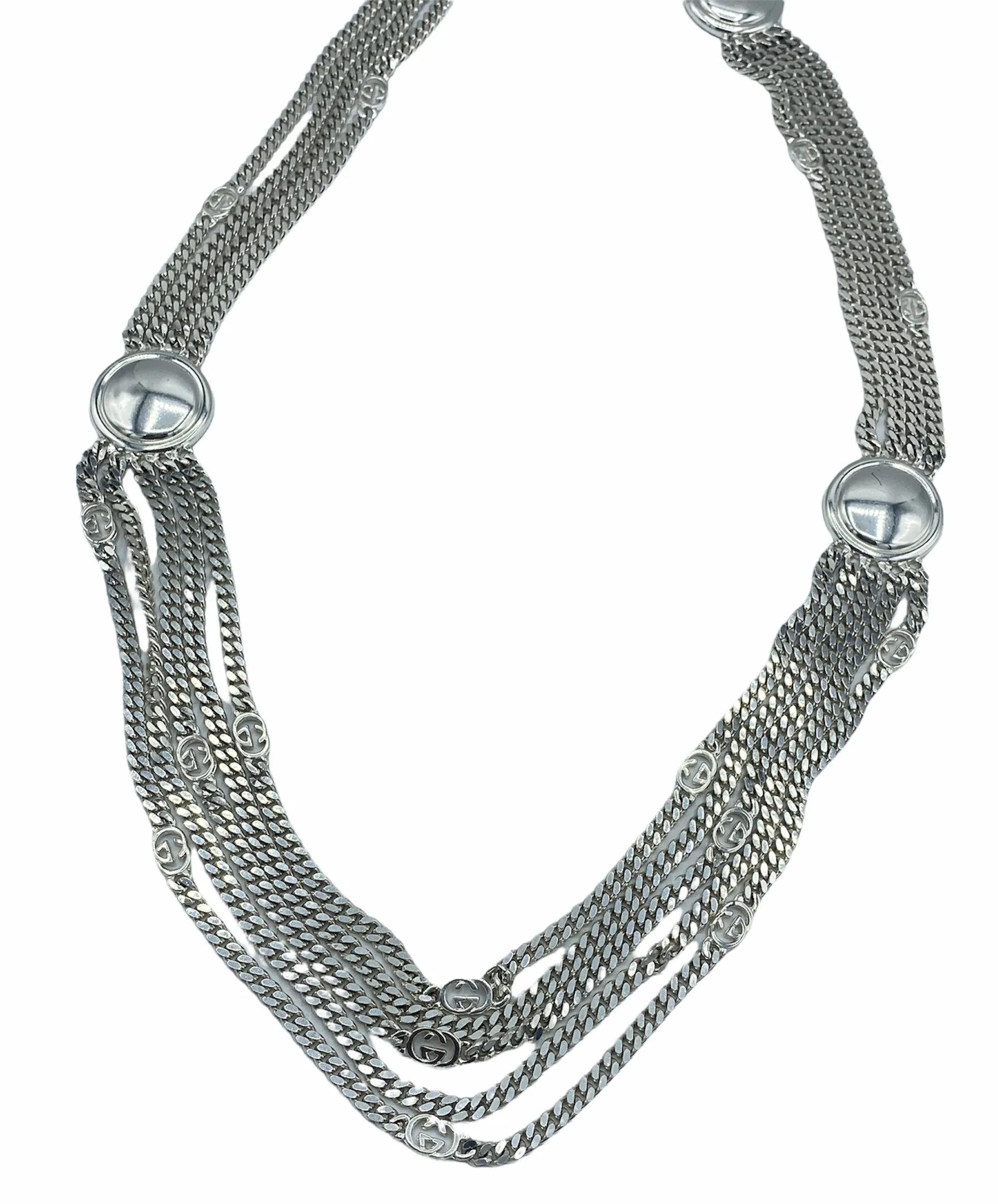 1990s GUCCI Silver Tone Chain Swag Belt