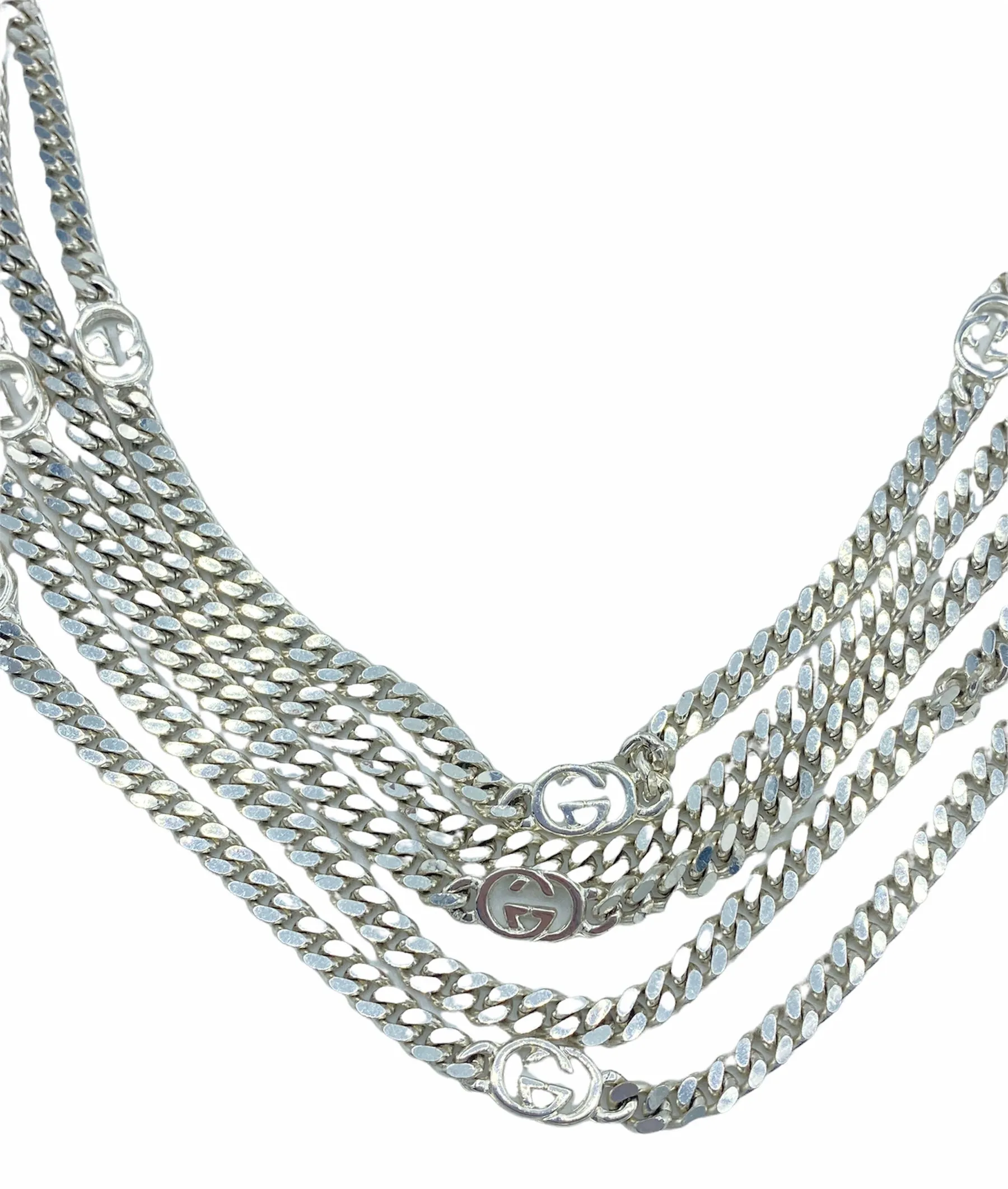 1990s GUCCI Silver Tone Chain Swag Belt