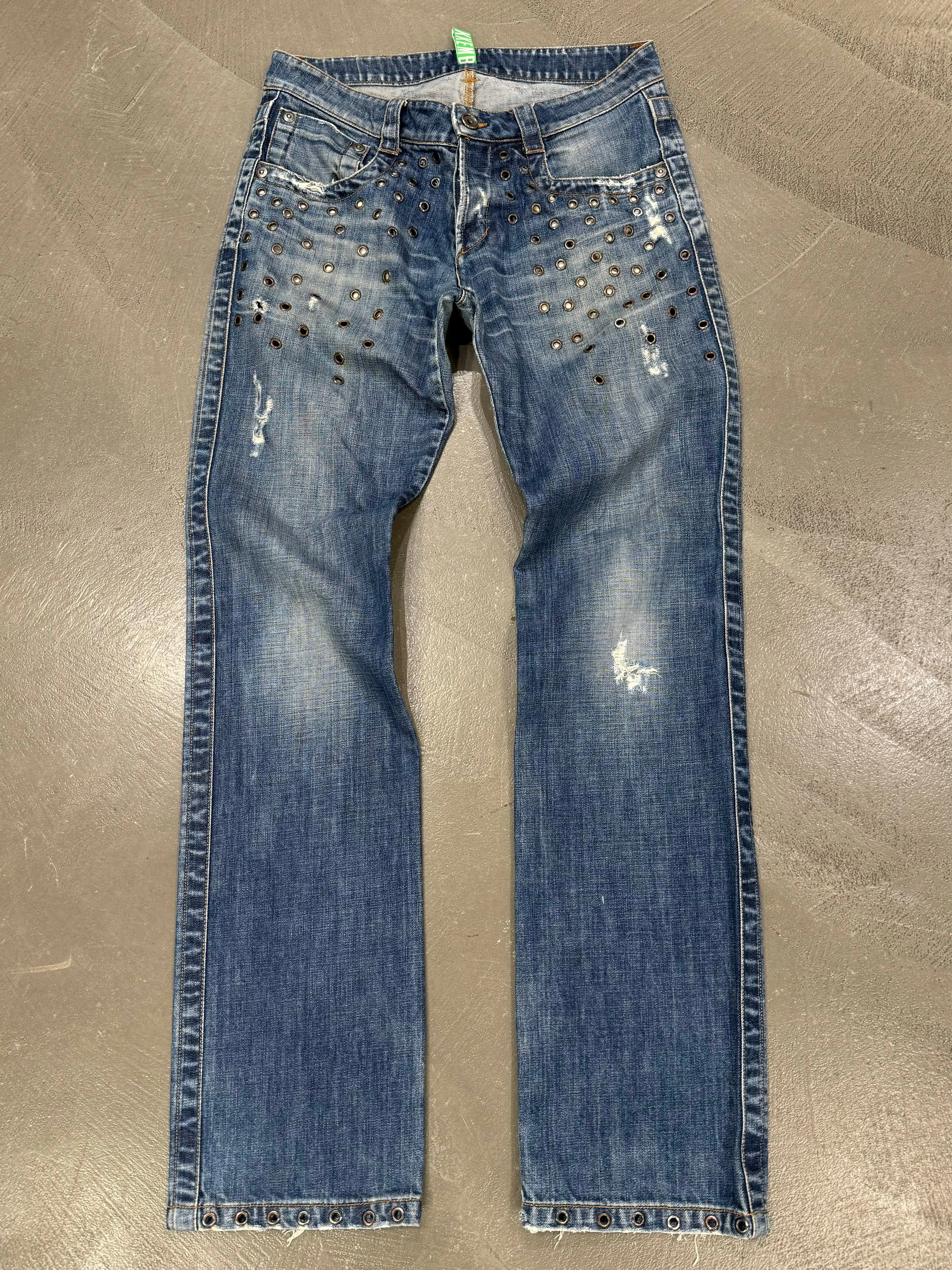 2000s Dirk Bikkembergs holed eyelet studded jeans