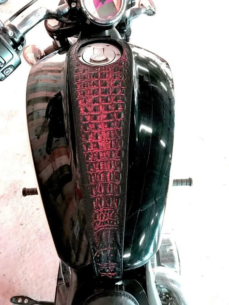 2015-2024 Indian Scout & Bobber Tank Bib Ant Red Alligator Leather All Models MRC