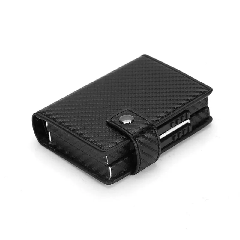 2020 Pu Leather Double Metal ID Credit Card Holder With RFID Vintage Card Case Automatic Money Cash Clip Mini Wallet Business