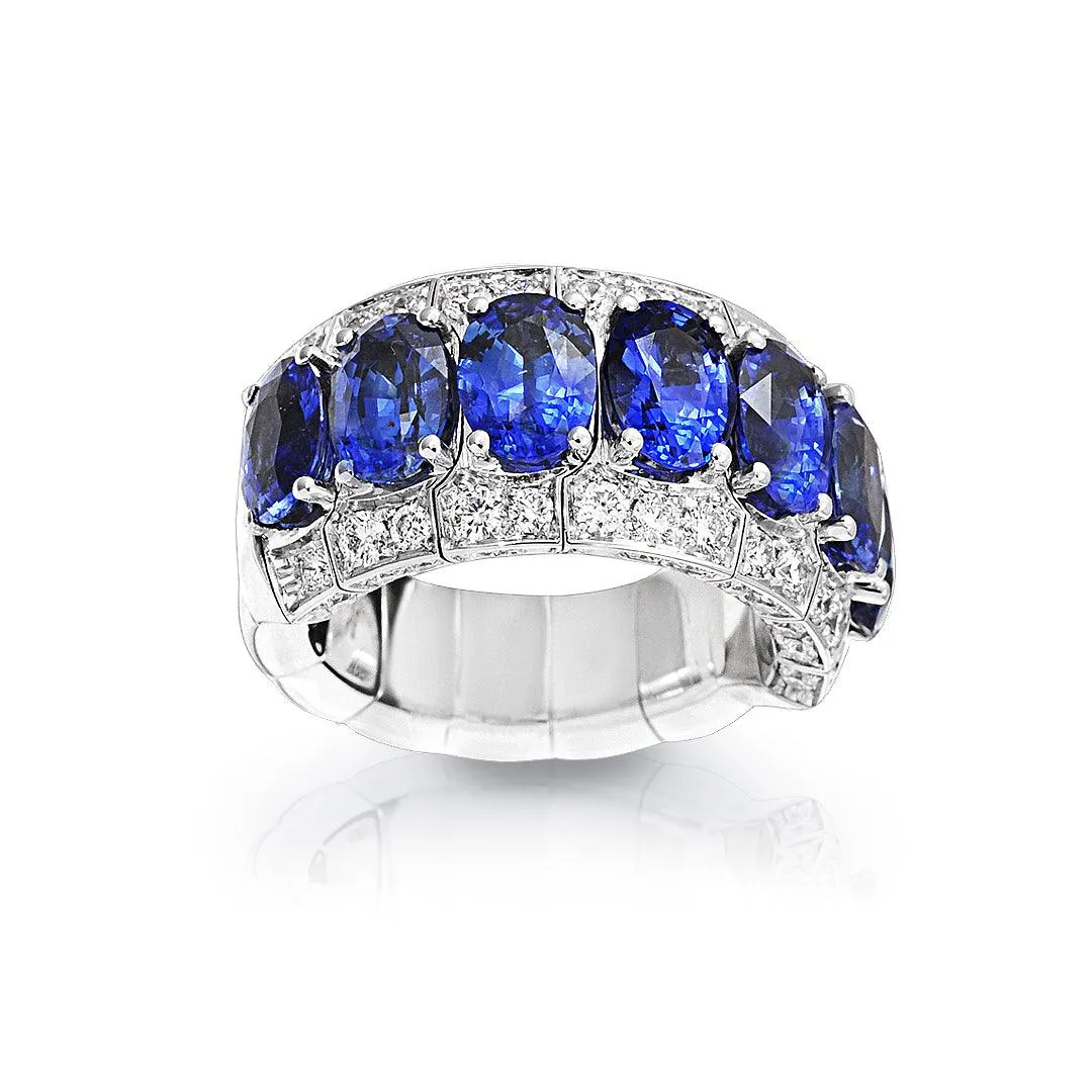 3-Row Sapphire and Diamond Xpandable™ Ring