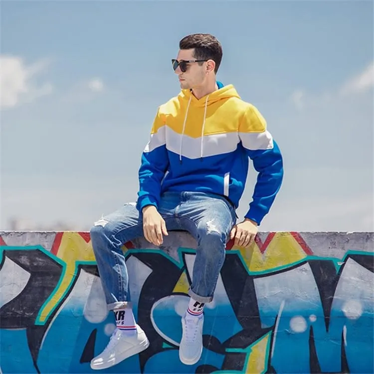 30 Pieces) Color Blocking Long Sleeve Pocket Hoodie