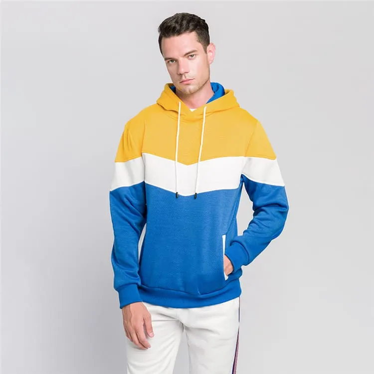 30 Pieces) Color Blocking Long Sleeve Pocket Hoodie