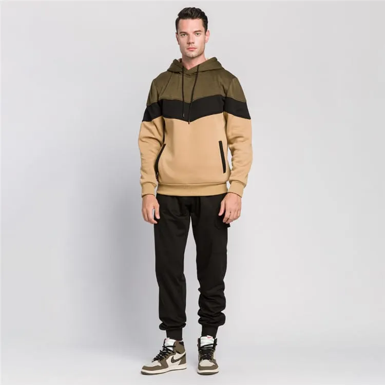 30 Pieces) Color Blocking Long Sleeve Pocket Hoodie