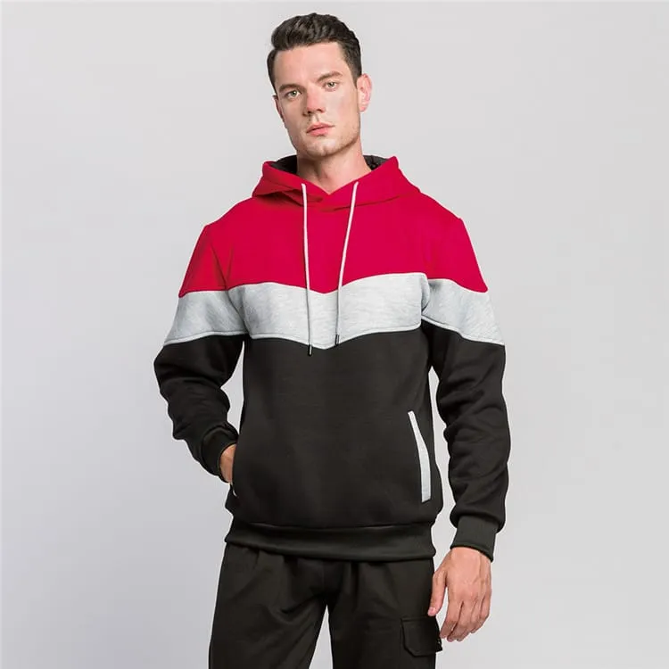 30 Pieces) Color Blocking Long Sleeve Pocket Hoodie