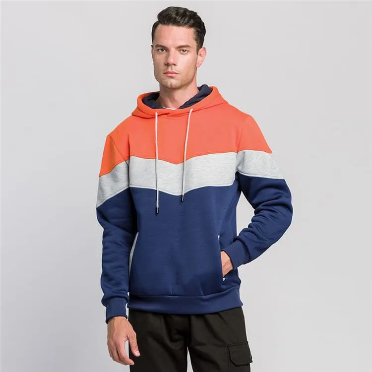 30 Pieces) Color Blocking Long Sleeve Pocket Hoodie