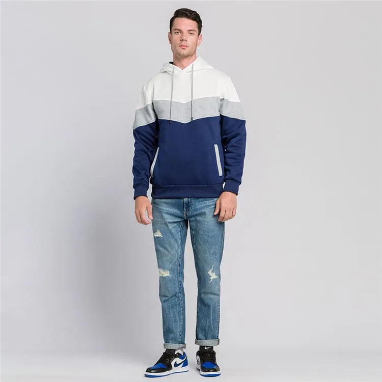 30 Pieces) Color Blocking Long Sleeve Pocket Hoodie