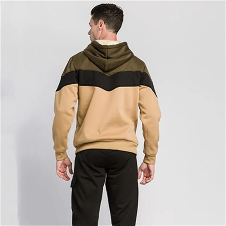30 Pieces) Color Blocking Long Sleeve Pocket Hoodie