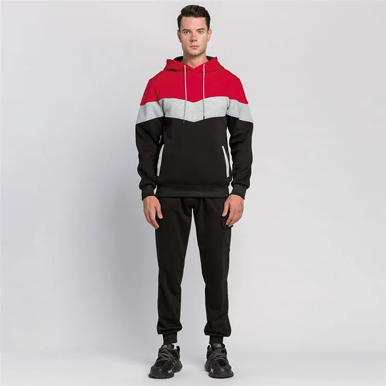 30 Pieces) Color Blocking Long Sleeve Pocket Hoodie