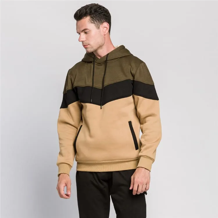 30 Pieces) Color Blocking Long Sleeve Pocket Hoodie