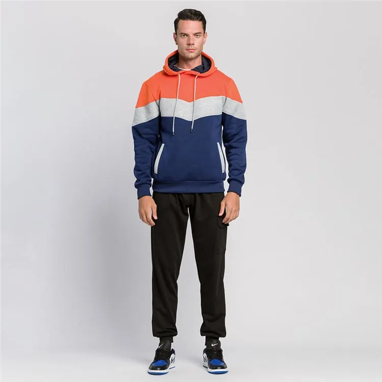 30 Pieces) Color Blocking Long Sleeve Pocket Hoodie