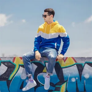 30 Pieces) Color Blocking Long Sleeve Pocket Hoodie