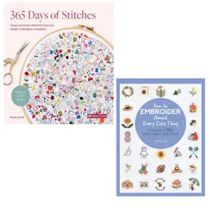 365 Days of Stitches & How to Embroider Almost Every Cute Thing 2 Books Set