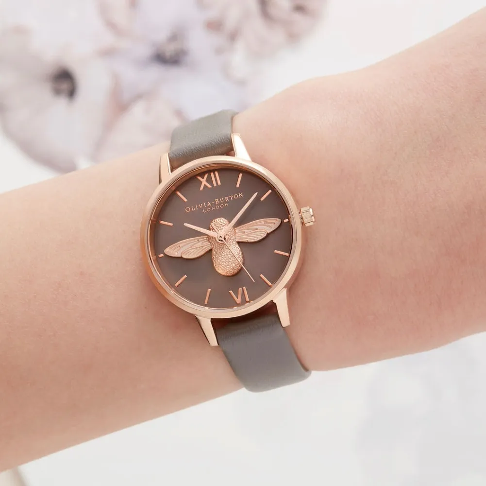 3D Bee Midi Dial London Grey and Rose Gold Watch