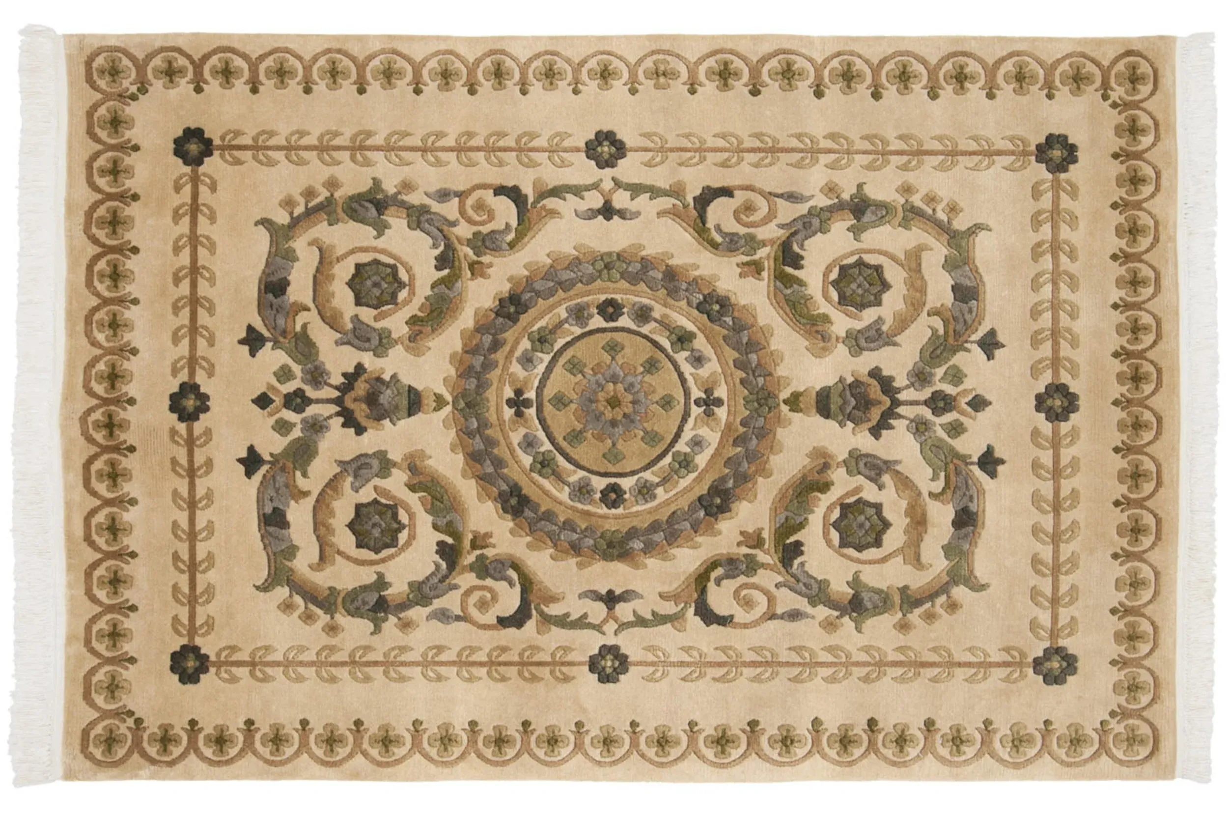 4x6 Vintage Indian Savonnerie Design Rug