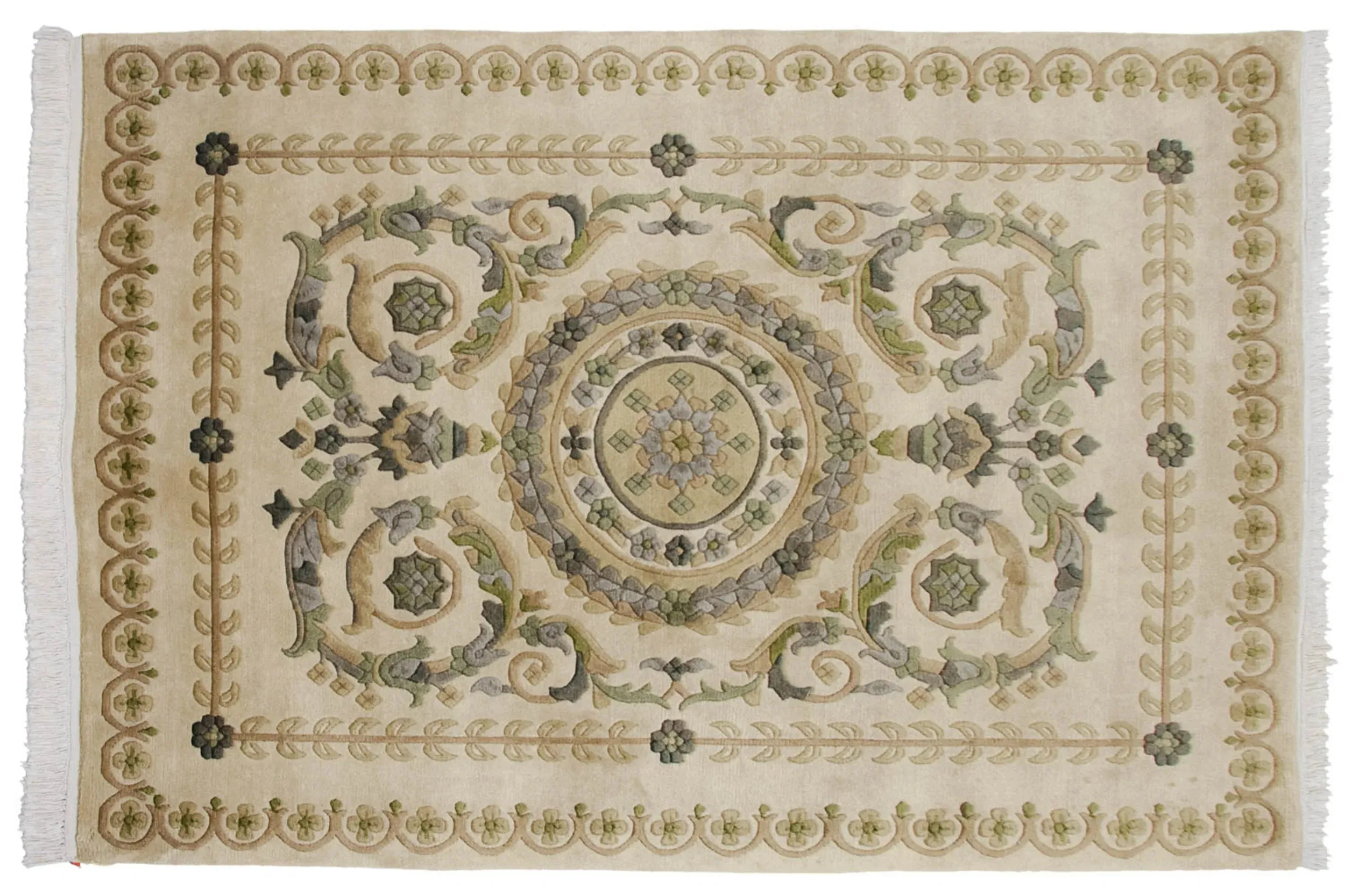 4x6 Vintage Indian Savonnerie Design Rug