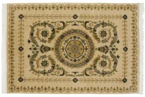 4x6 Vintage Indian Savonnerie Design Rug