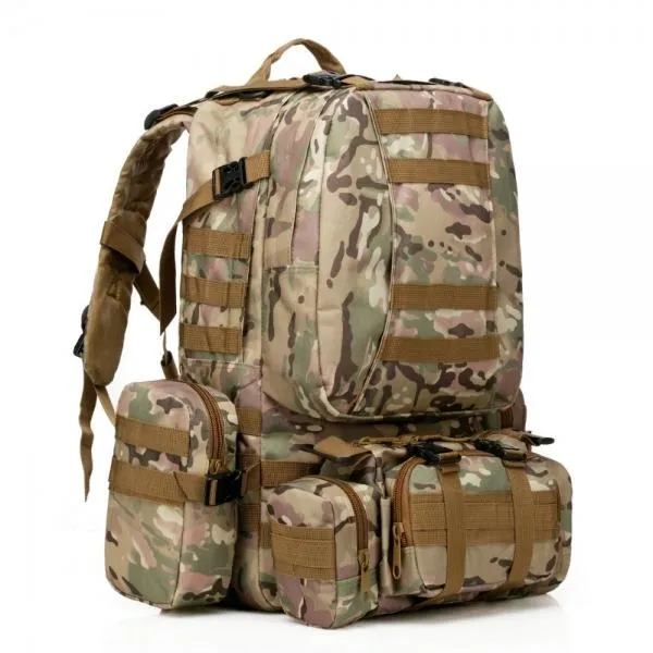 50L Outdoor Sports Rucksack Backpack Camping Hiking Camouflage Shoulder Bag CP Camouflage