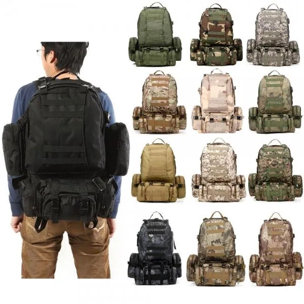 50L Outdoor Sports Rucksack Backpack Camping Hiking Camouflage Shoulder Bag CP Camouflage