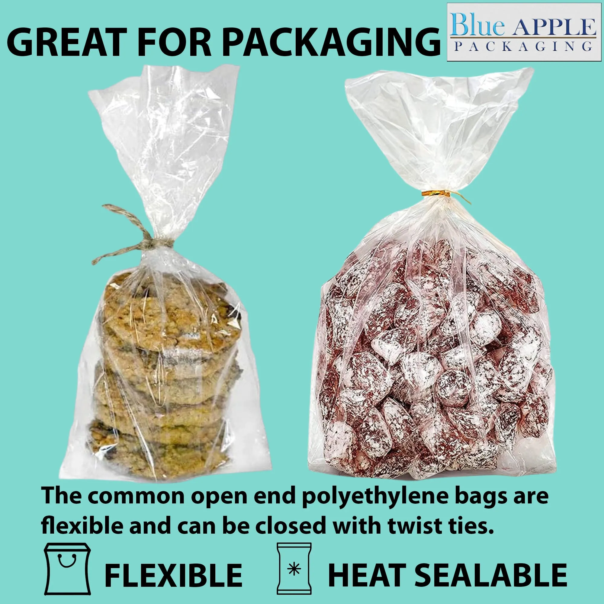 5X5X30 inches Gusseted Poly Bags Clear 1 Mil Low Density LDPE
