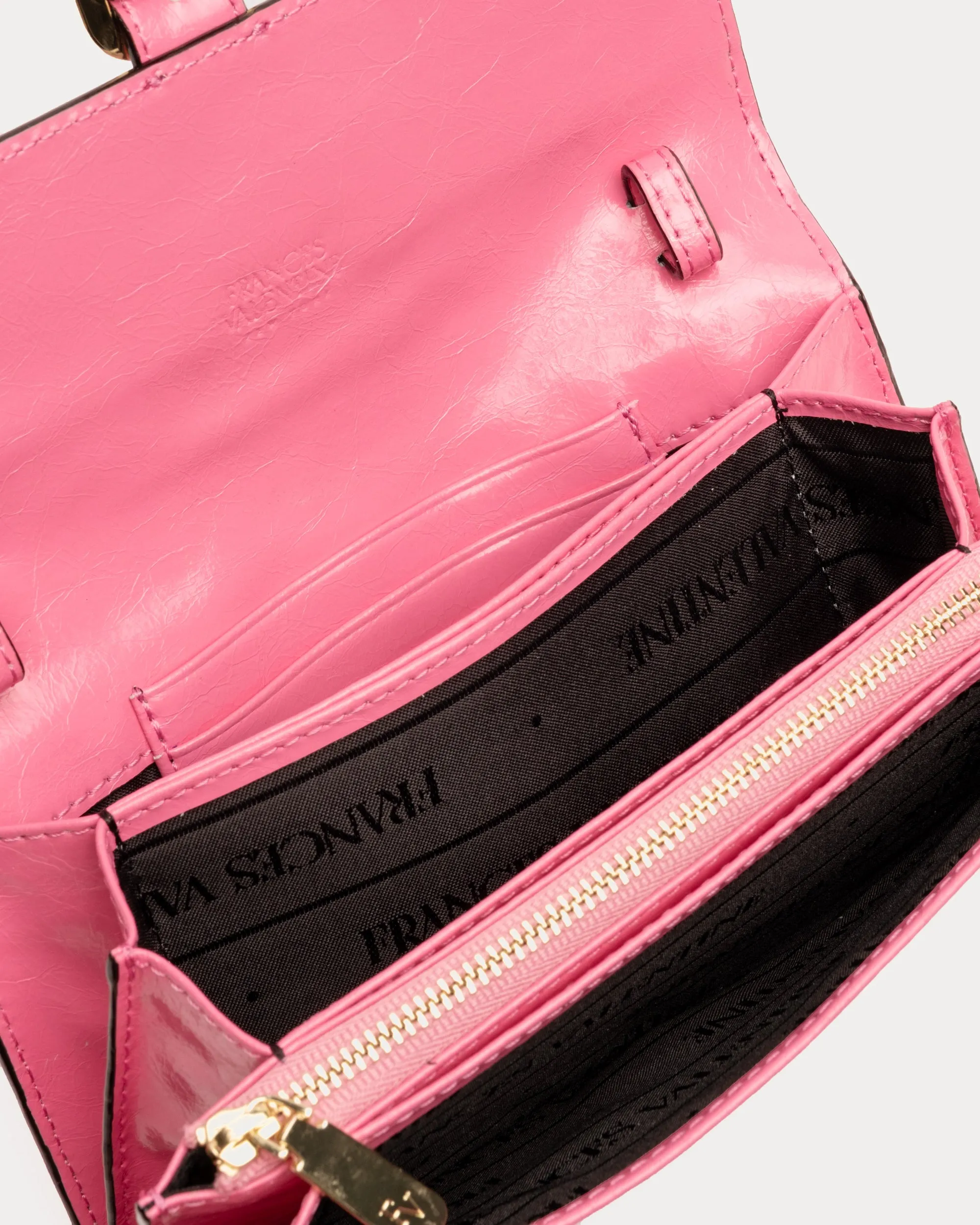 Accordian Wallet - Crinkled Leather Pink
