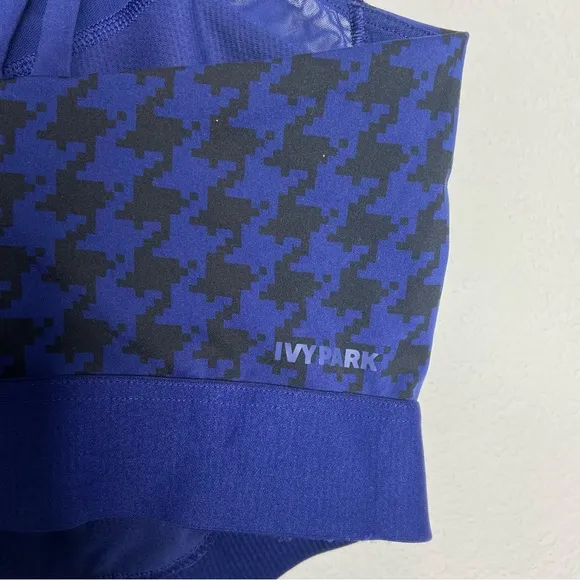 Adidas x Ivy Park Navy Blue Double-Strap Sports Bra Houndstooth Pattern Size 1X