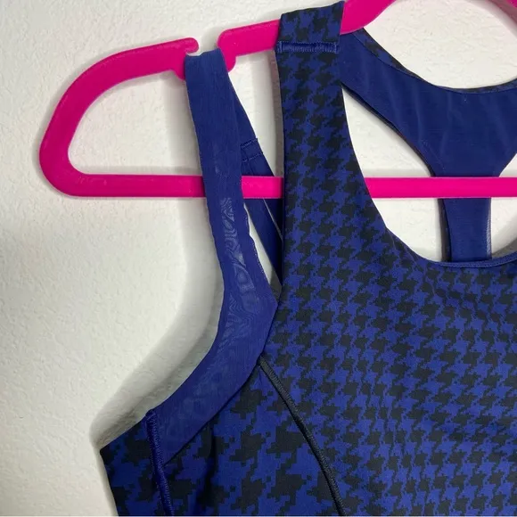 Adidas x Ivy Park Navy Blue Double-Strap Sports Bra Houndstooth Pattern Size 1X