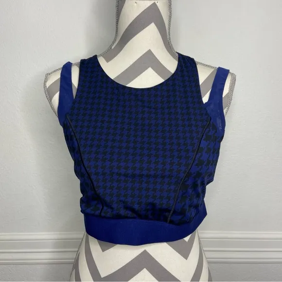 Adidas x Ivy Park Navy Blue Double-Strap Sports Bra Houndstooth Pattern Size 1X