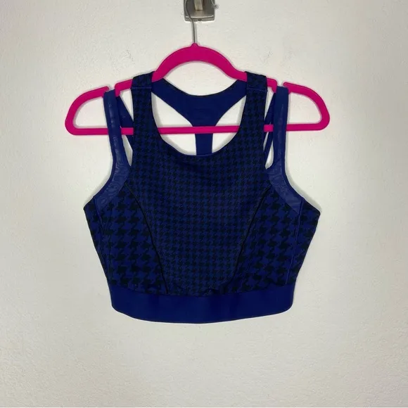 Adidas x Ivy Park Navy Blue Double-Strap Sports Bra Houndstooth Pattern Size 1X