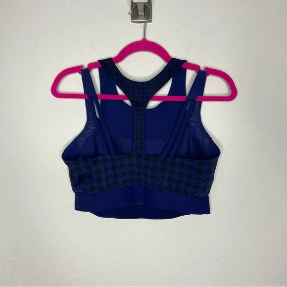 Adidas x Ivy Park Navy Blue Double-Strap Sports Bra Houndstooth Pattern Size 1X