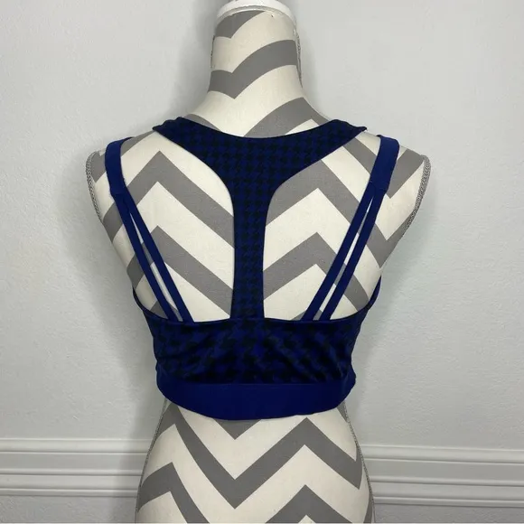 Adidas x Ivy Park Navy Blue Double-Strap Sports Bra Houndstooth Pattern Size 1X